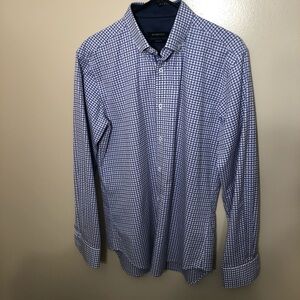 Bugatchi Blue/Purple Checkered Shaped Fit Button Down Sz M NWOT